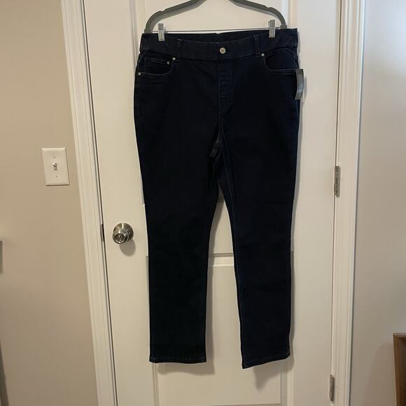 NWT D & Co Womens Stretch Jean Sz 18W Blue Dark Wash Pull On Skinny Leg Mid Rise - Picture 2 of 11
